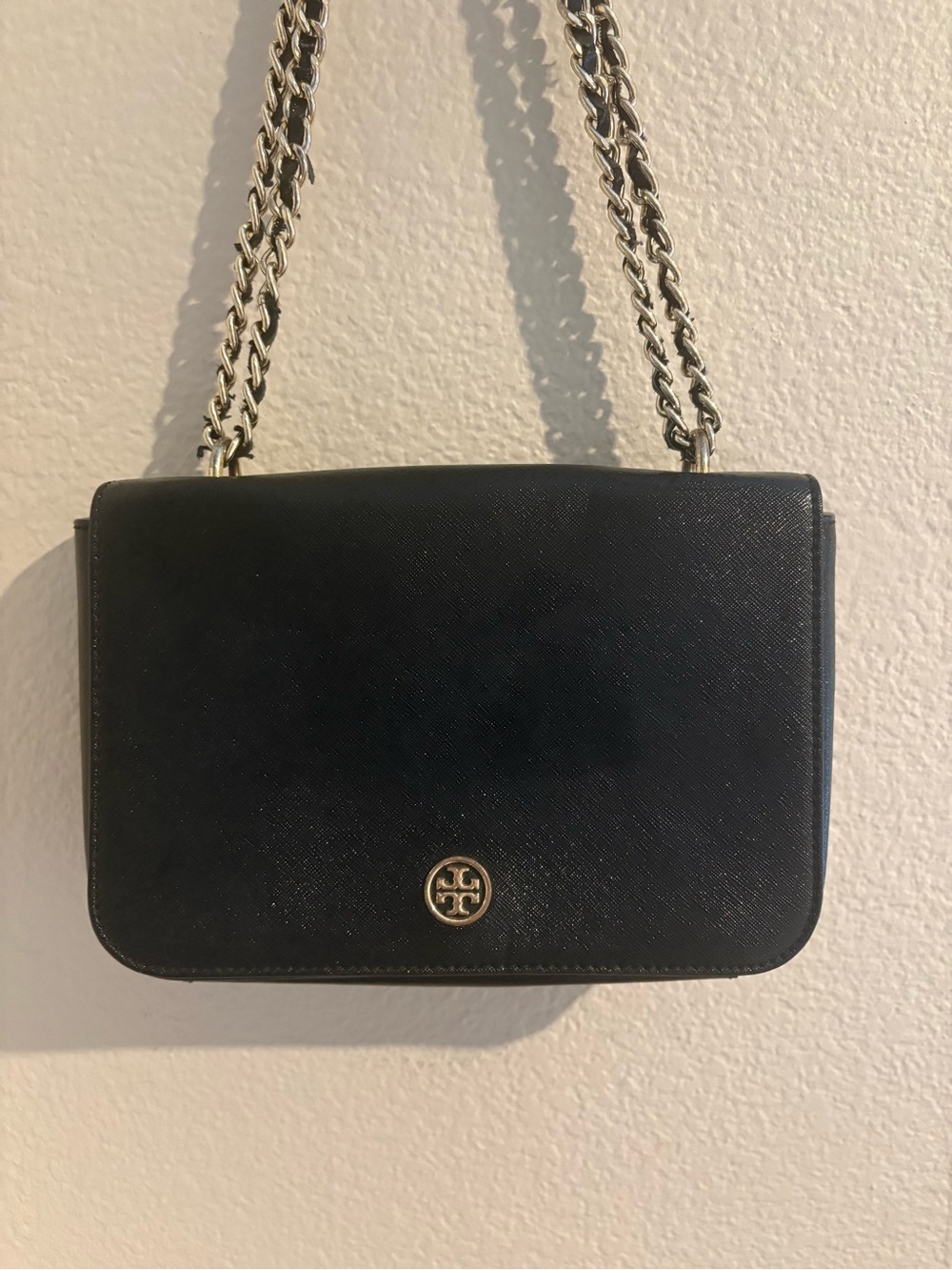 Tory Burch Black Leather Chain-Handle Shoulder Bag